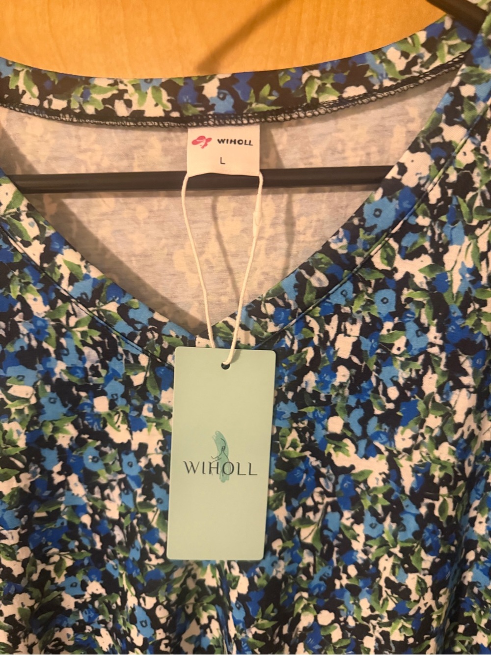 Blue Floral V-Neck Women's Dress